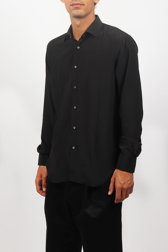  Camicia Regular In Seta Del Siena Uomo Nero - 4