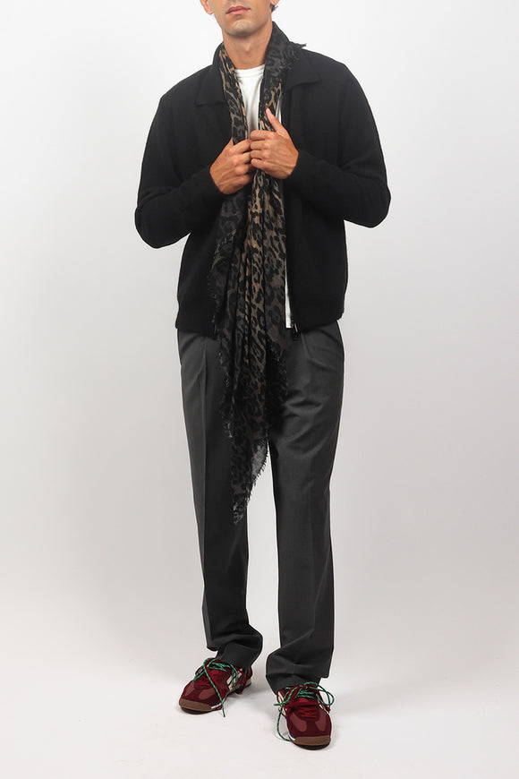  Cardigan Zip Ciano Uomo Nero - 3