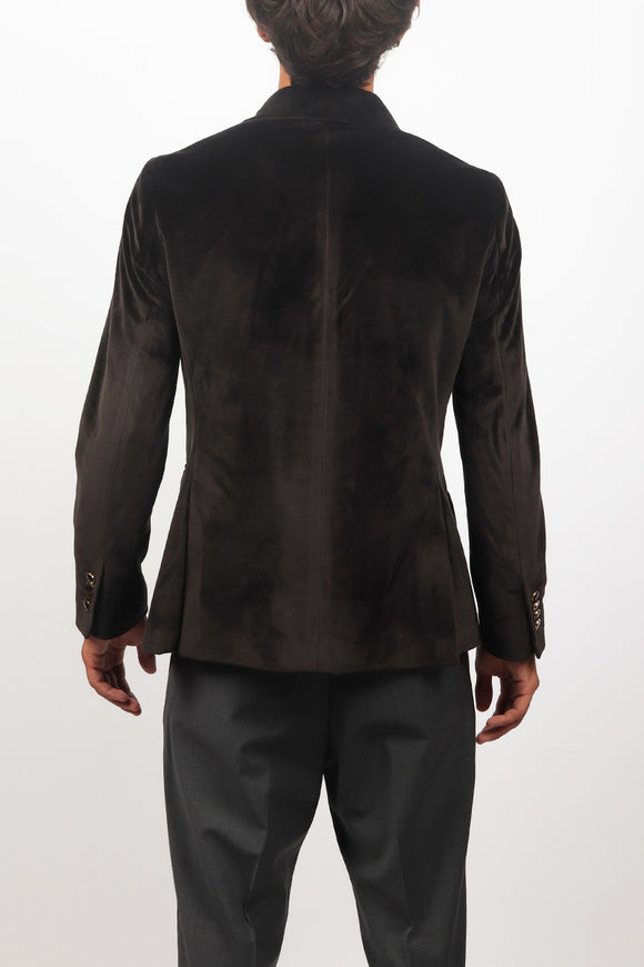  Giacca Velluto Liscio Reveres 1949 Uomo Marrone - 5