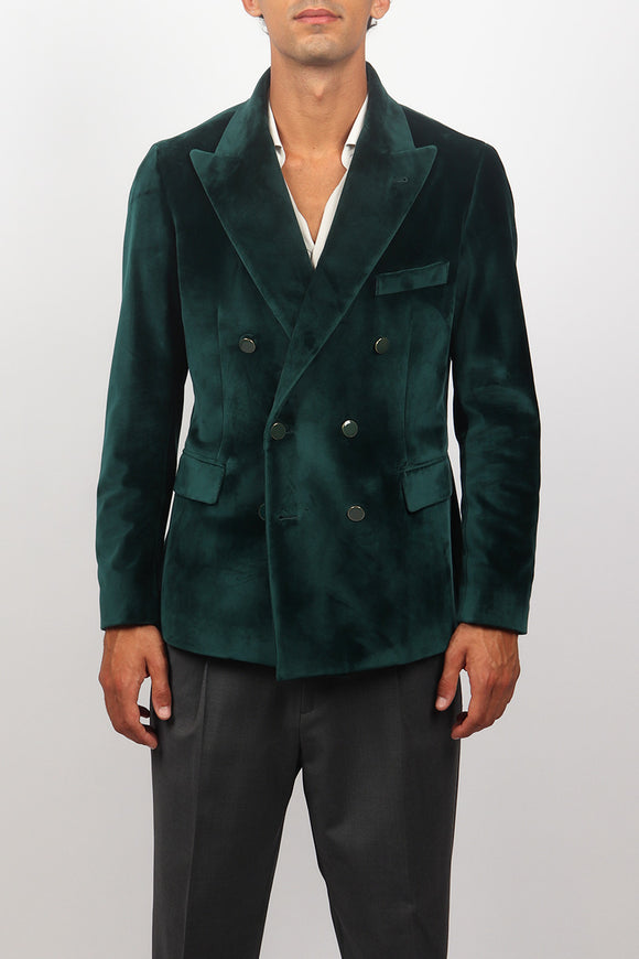  Giacca Velluto Liscio Reveres 1949 Uomo Verde - 2