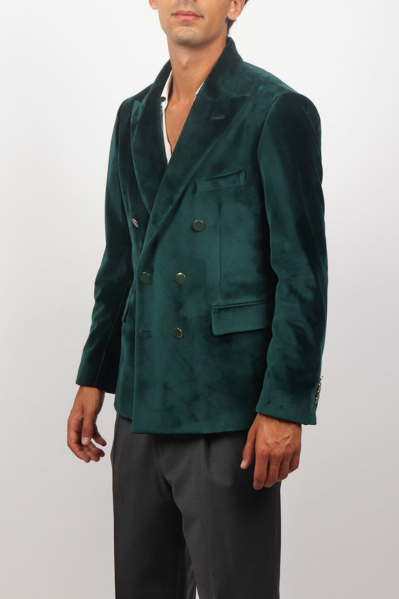  Giacca Velluto Liscio Reveres 1949 Uomo Verde - 4