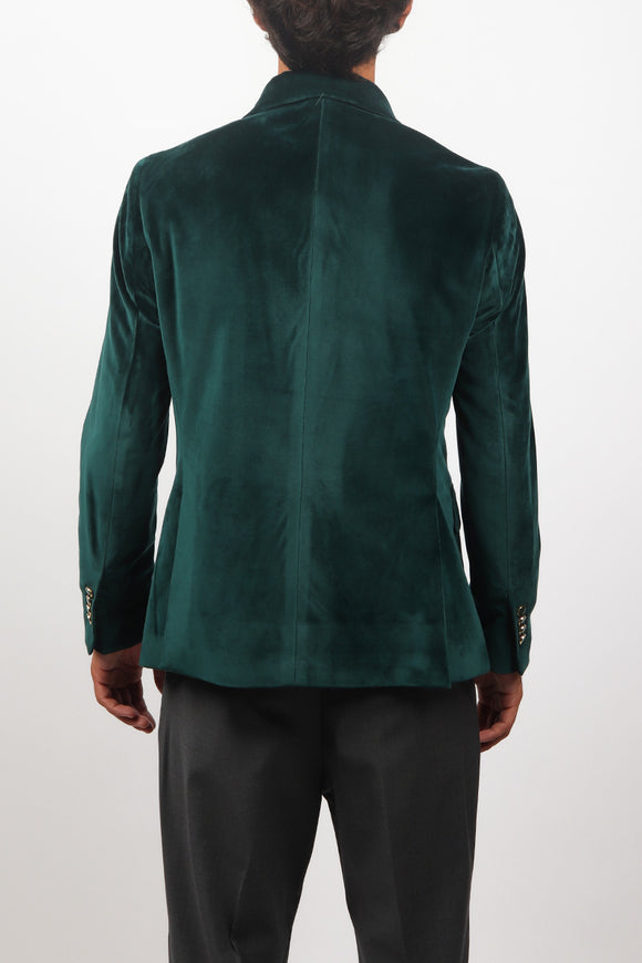  Giacca Velluto Liscio Reveres 1949 Uomo Verde - 5