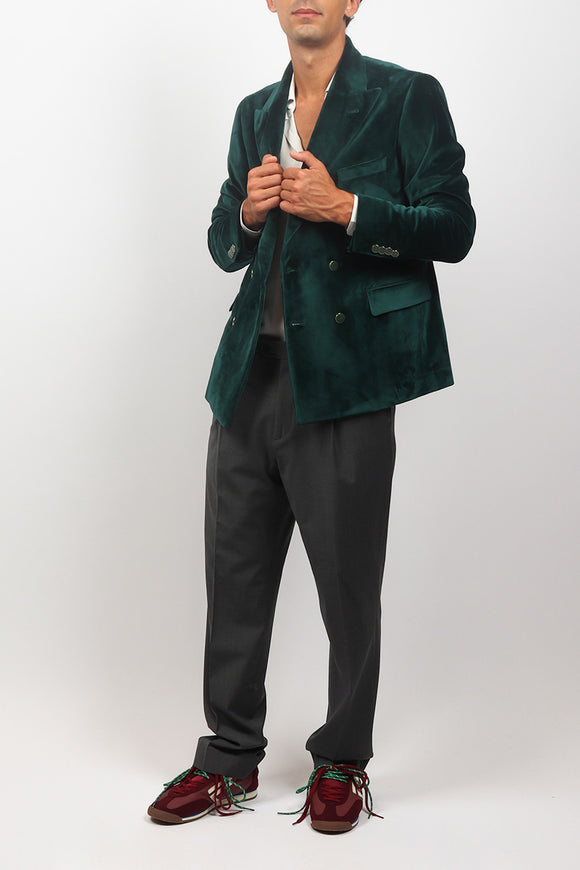  Giacca Velluto Liscio Reveres 1949 Uomo Verde - 3