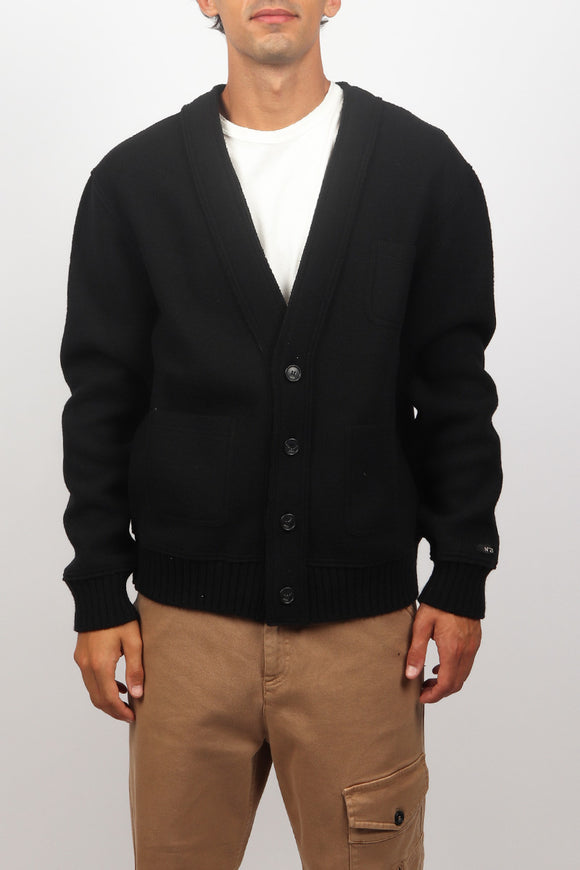  Cardigan Boxy In Panno Di Lana N°21 Uomo Nero - 2