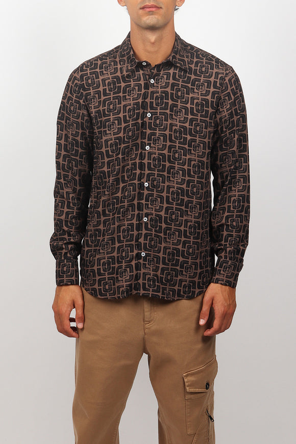  Camicia Optical Officina 36 Uomo Marrone - 2