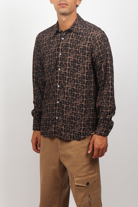  Camicia Optical Officina 36 Uomo Marrone - 4