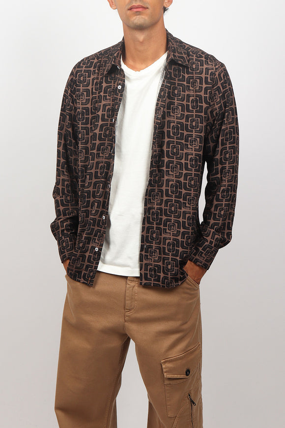  Camicia Optical Officina 36 Uomo Marrone - 1