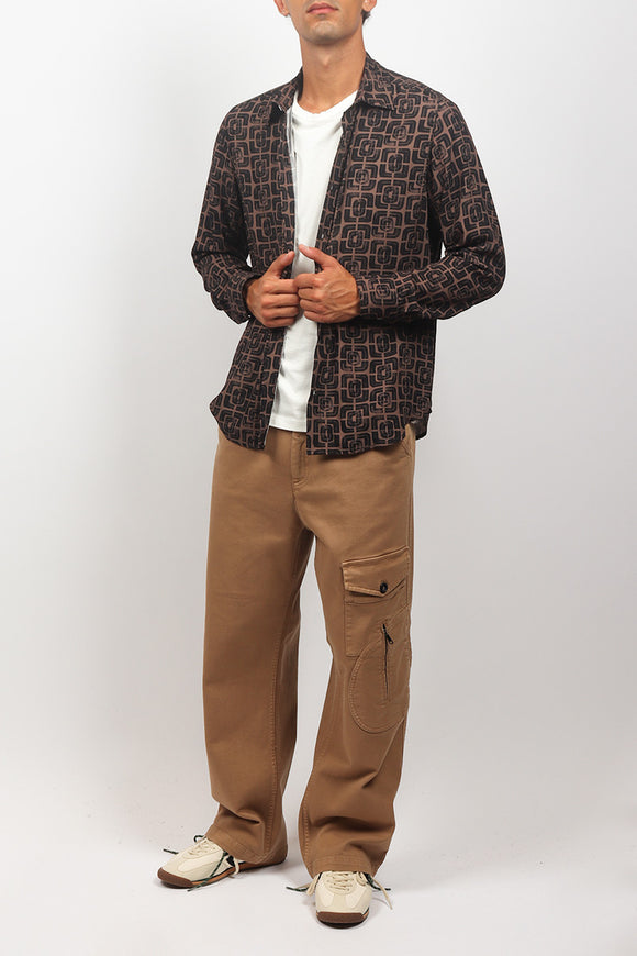  Camicia Optical Officina 36 Uomo Marrone - 3