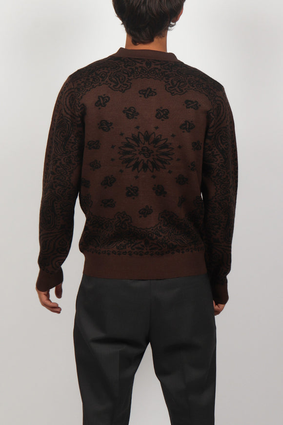  Cardigan Polo Bandana Tooco Uomo Marrone - 5