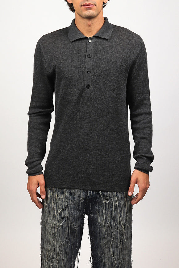  Polo In Maglia Di Lana Grifoni Uomo Grigio - 2