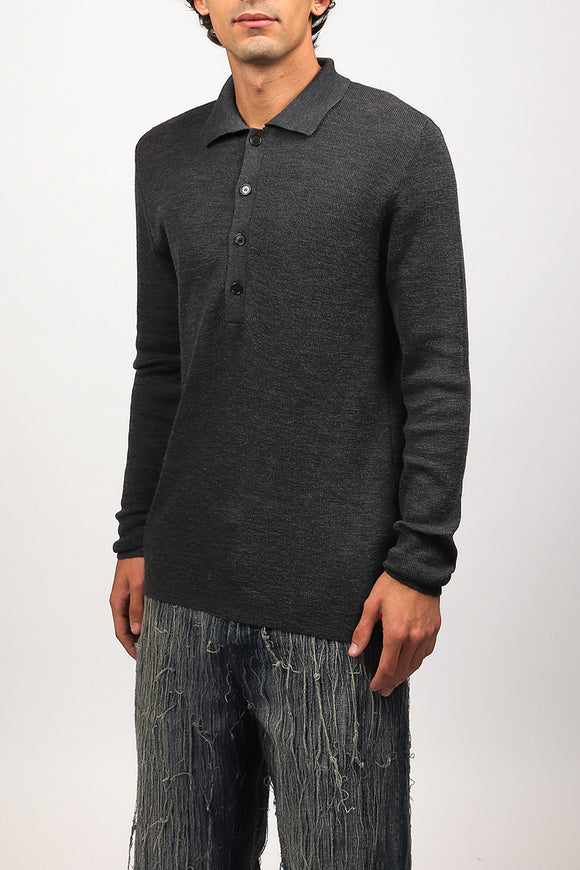  Polo In Maglia Di Lana Grifoni Uomo Grigio - 4