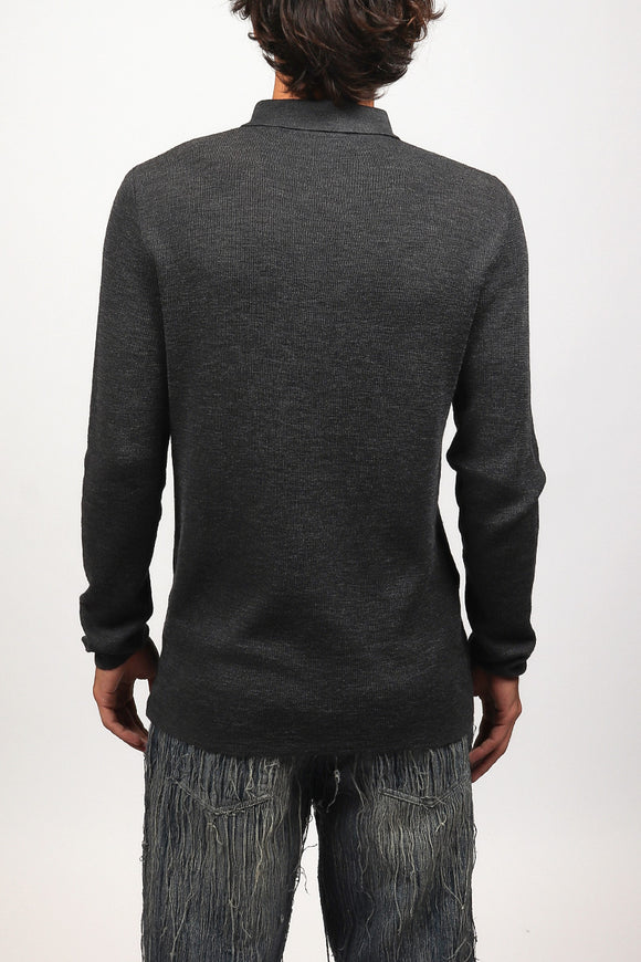  Polo In Maglia Di Lana Grifoni Uomo Grigio - 5