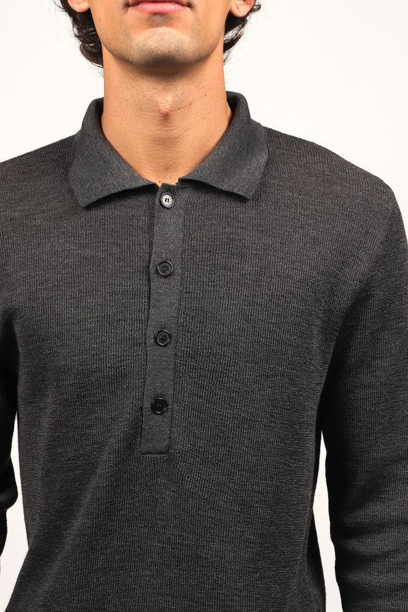  Polo In Maglia Di Lana Grifoni Uomo Grigio - 6
