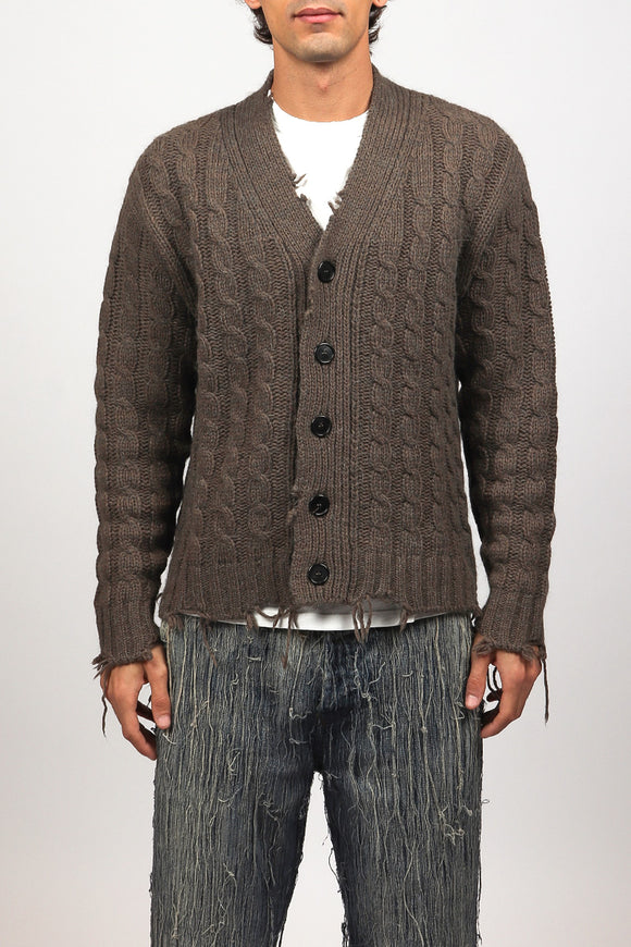  Cardigan Trecce E Rotture Grifoni Uomo Marrone - 2