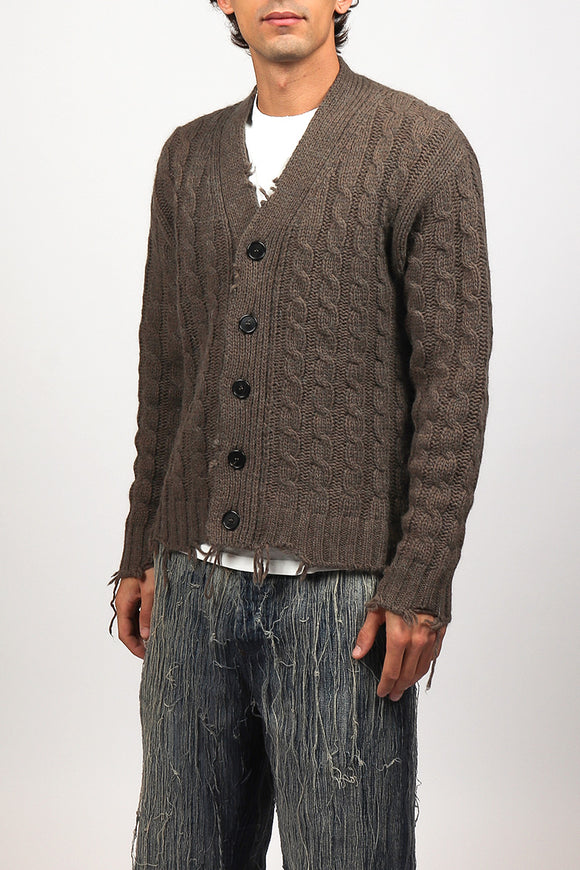  Cardigan Trecce E Rotture Grifoni Uomo Marrone - 4