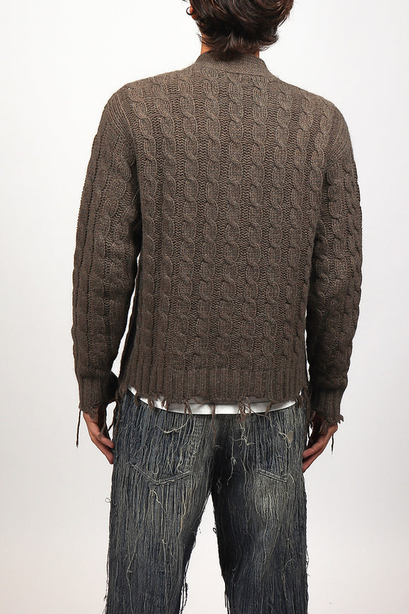  Cardigan Trecce E Rotture Grifoni Uomo Marrone - 5