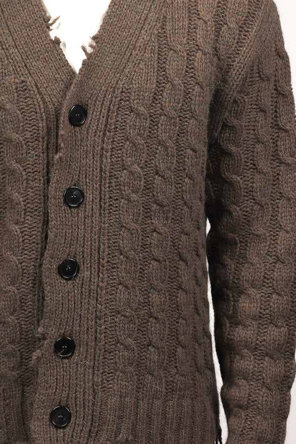  Cardigan Trecce E Rotture Grifoni Uomo Marrone - 6