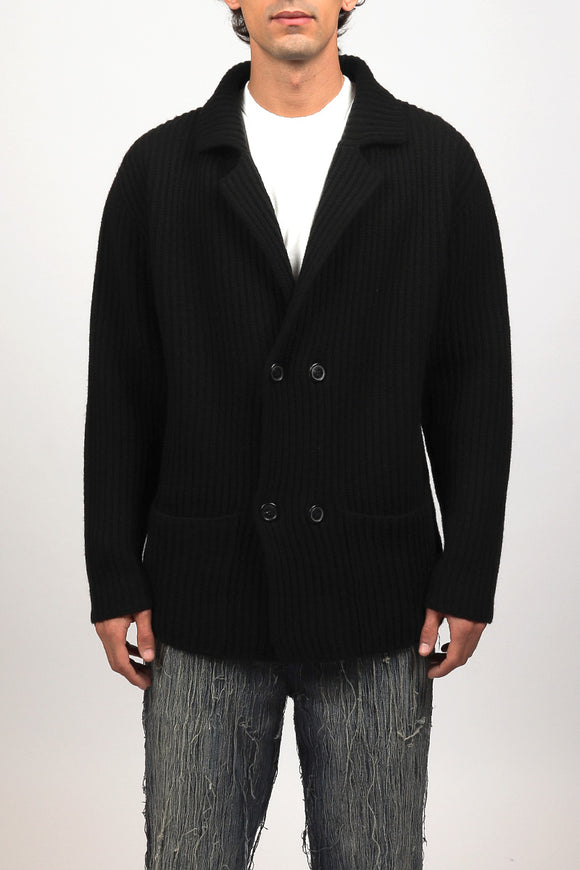  Cardigan Doppiopetto A Coste Grifoni Uomo Nero - 2