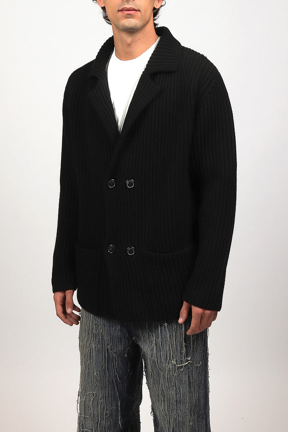  Cardigan Doppiopetto A Coste Grifoni Uomo Nero - 4