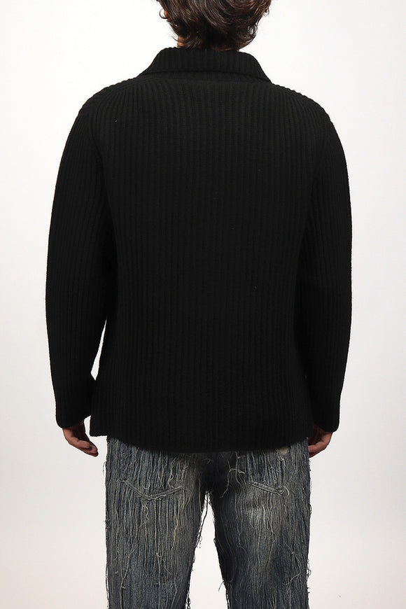  Cardigan Doppiopetto A Coste Grifoni Uomo Nero - 5