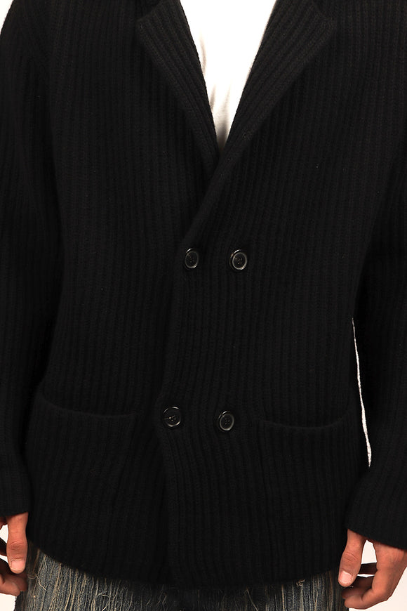  Cardigan Doppiopetto A Coste Grifoni Uomo Nero - 6