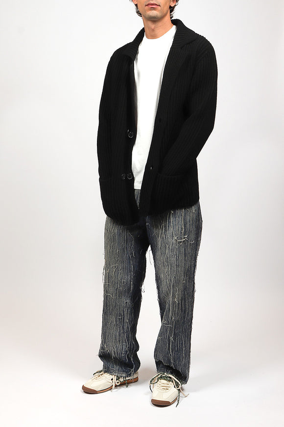  Cardigan Doppiopetto A Coste Grifoni Uomo Nero - 3