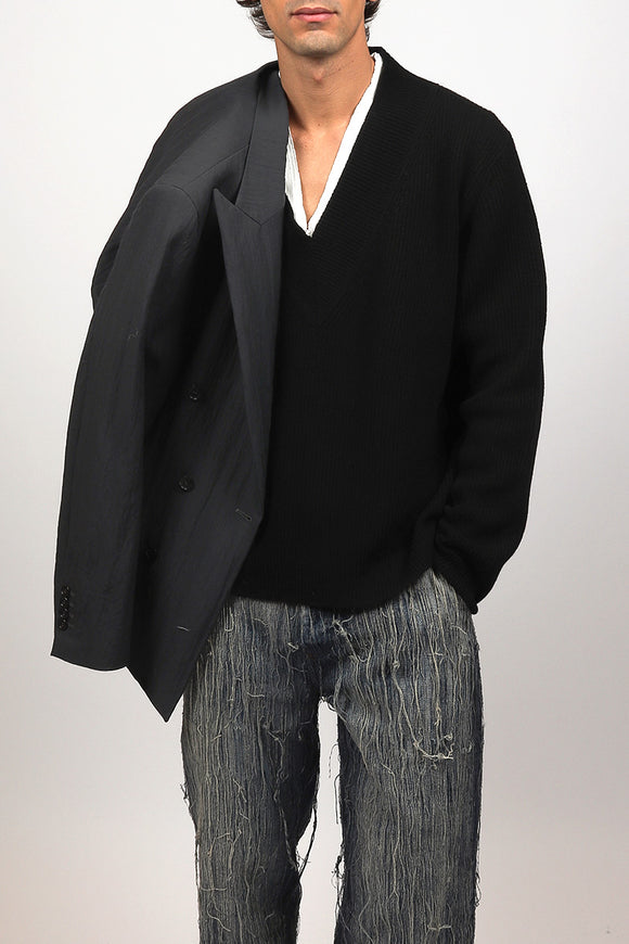  Maglia V Preppy Grifoni Uomo Nero - 1