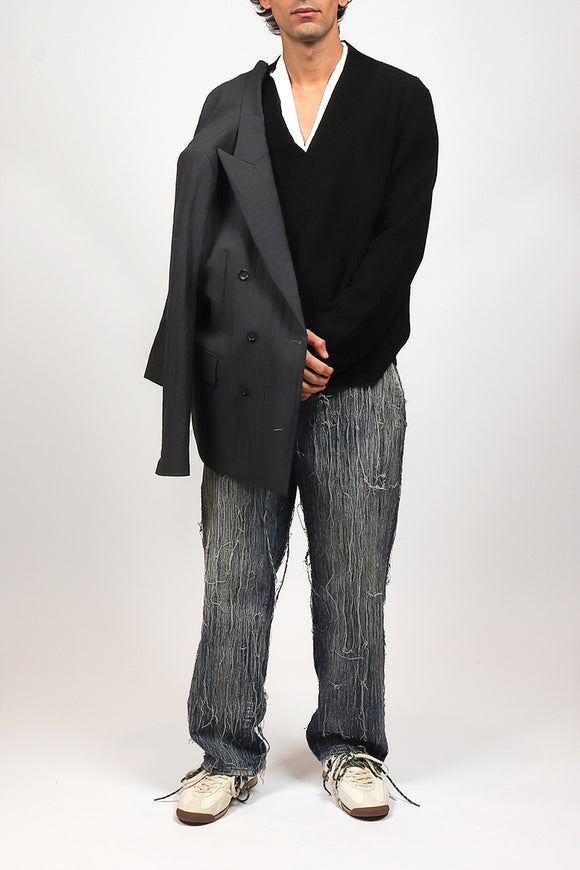  Maglia V Preppy Grifoni Uomo Nero - 3