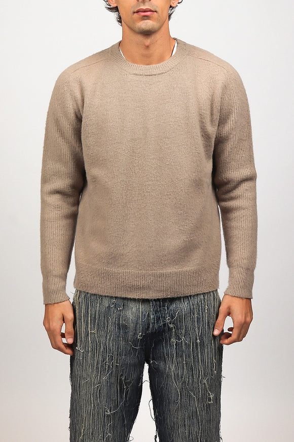  Maglia Girocollo Cardata Grifoni Uomo Beige - 2