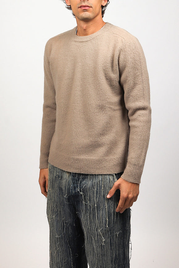  Maglia Girocollo Cardata Grifoni Uomo Beige - 4