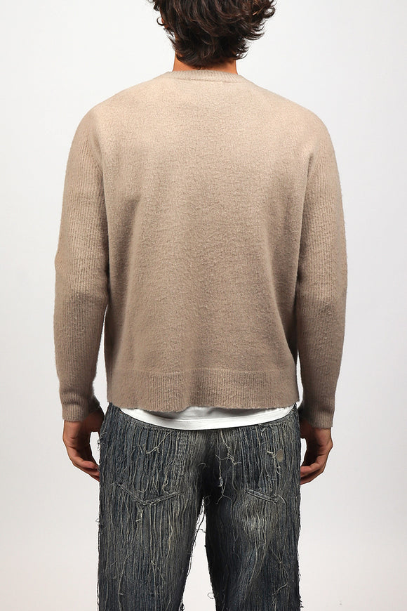  Maglia Girocollo Cardata Grifoni Uomo Beige - 5