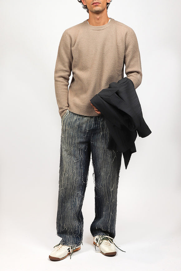  Maglia Girocollo Cardata Grifoni Uomo Beige - 3