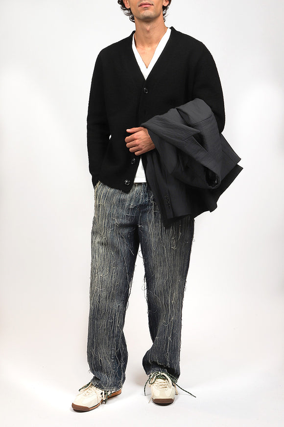  Cardigan Cardato Grifoni Uomo Nero - 3