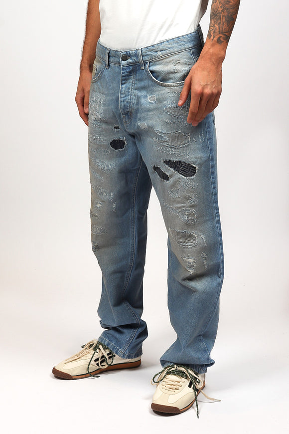  Jeans Baggy Toppe Broken Laundry Uomo Blu - 4