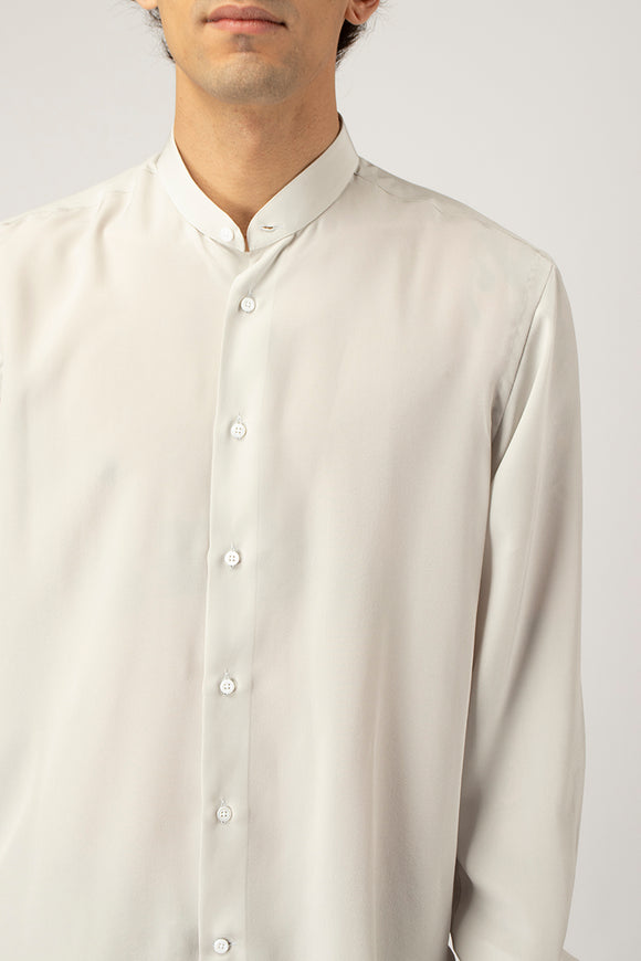  Camicia Coreana In Seta Del Siena Uomo Grigio - 6