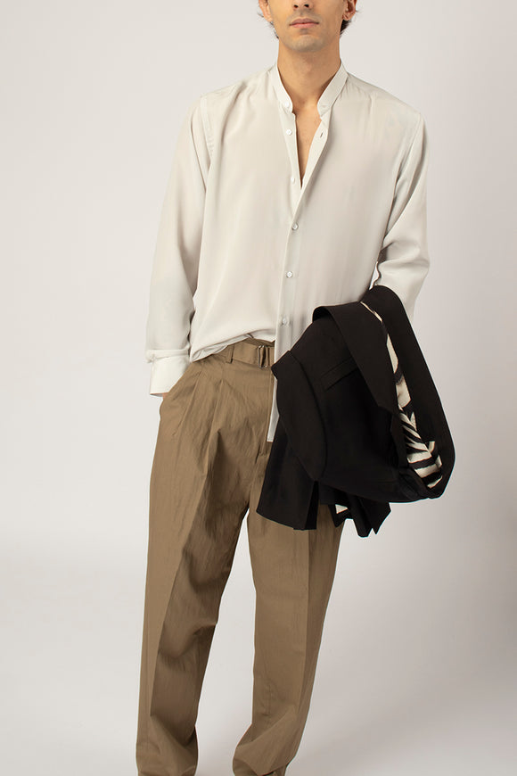  Camicia Coreana In Seta Del Siena Uomo Grigio - 1