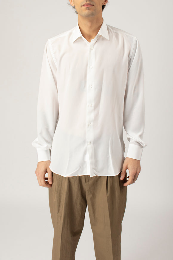  Camicia Regular In Seta Del Siena Uomo Bianco - 2