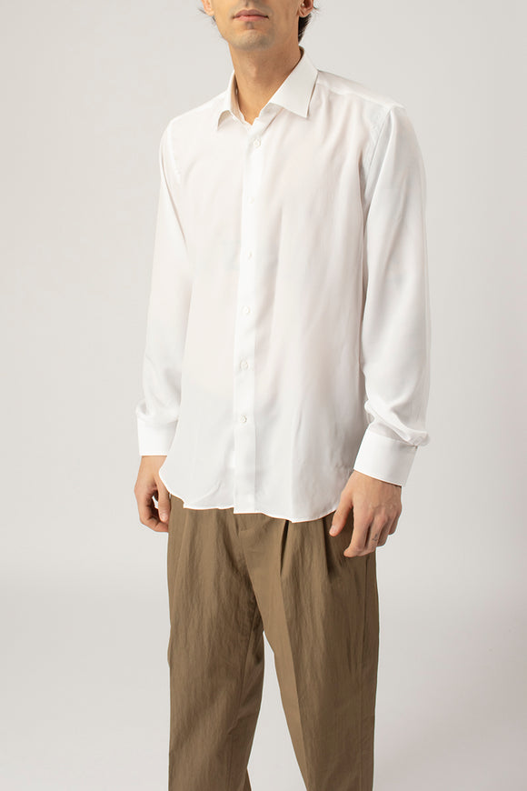  Camicia Regular In Seta Del Siena Uomo Bianco - 4