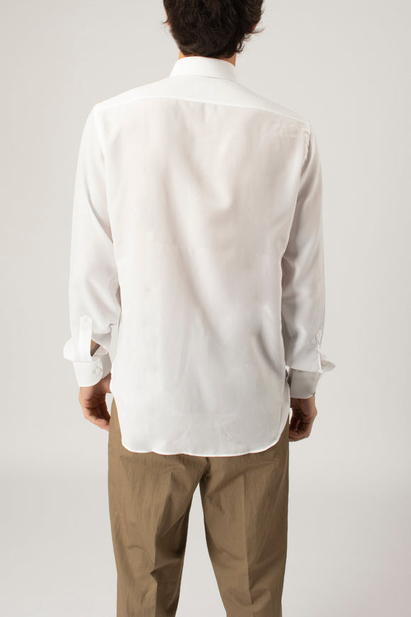  Camicia Regular In Seta Del Siena Uomo Bianco - 5