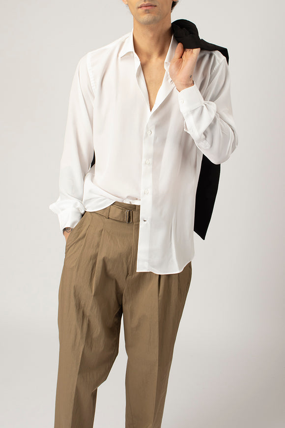 Camicia Regular In Seta Del Siena Uomo Bianco - 1