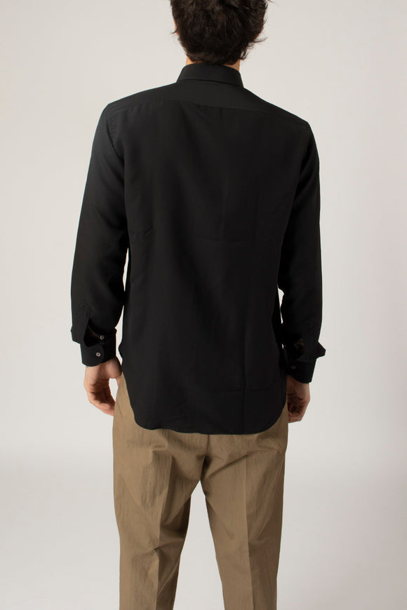  Camicia Regular In Seta Del Siena Uomo Nero - 5