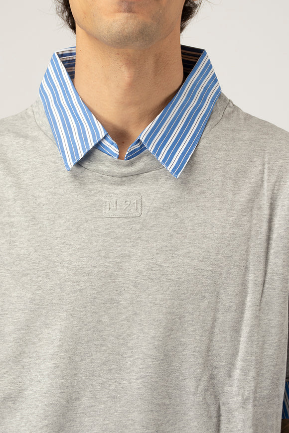  T-shirt Collo Rigato N°21 Uomo Grigio - 6