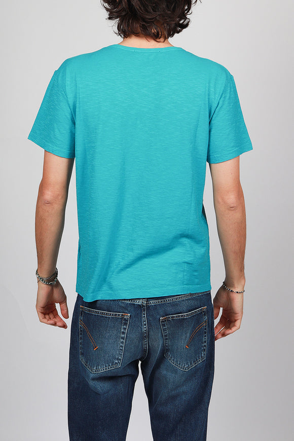  T-shirt Lino Cotone Grifoni Uomo Azzurro - 4