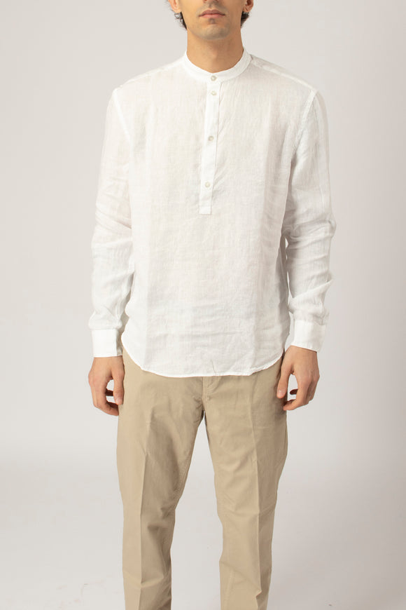  Camicia Coreana In Lino Dondup Uomo Bianco - 2