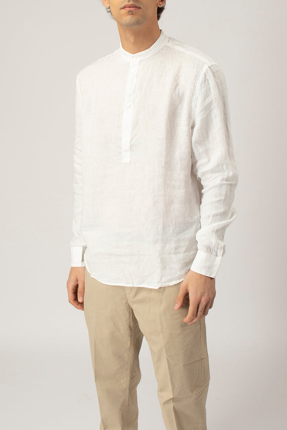  Camicia Coreana In Lino Dondup Uomo Bianco - 4