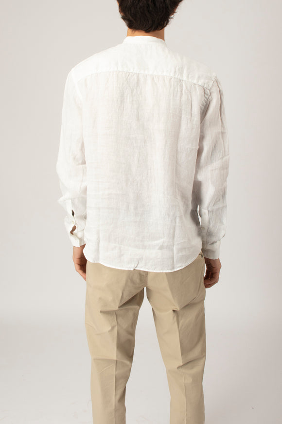  Camicia Coreana In Lino Dondup Uomo Bianco - 5