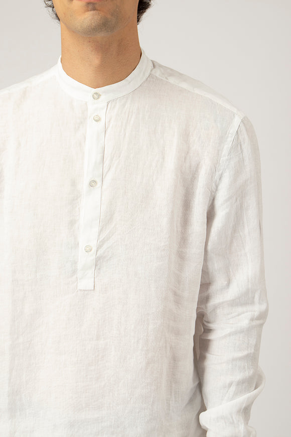  Camicia Coreana In Lino Dondup Uomo Bianco - 6