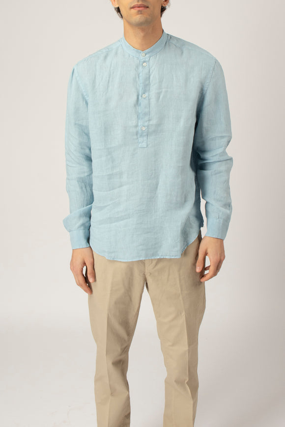  Camicia Coreana In Lino Dondup Uomo Azzurro - 2