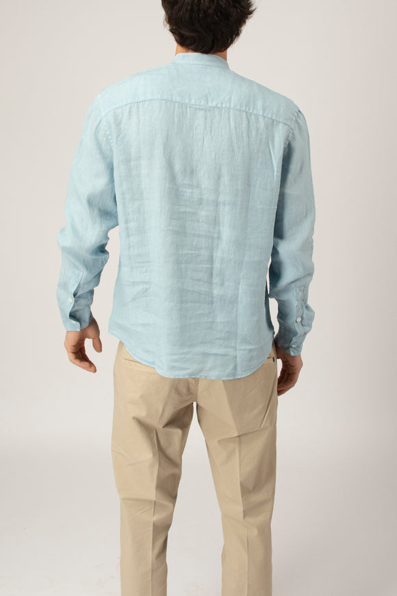  Camicia Coreana In Lino Dondup Uomo Azzurro - 5