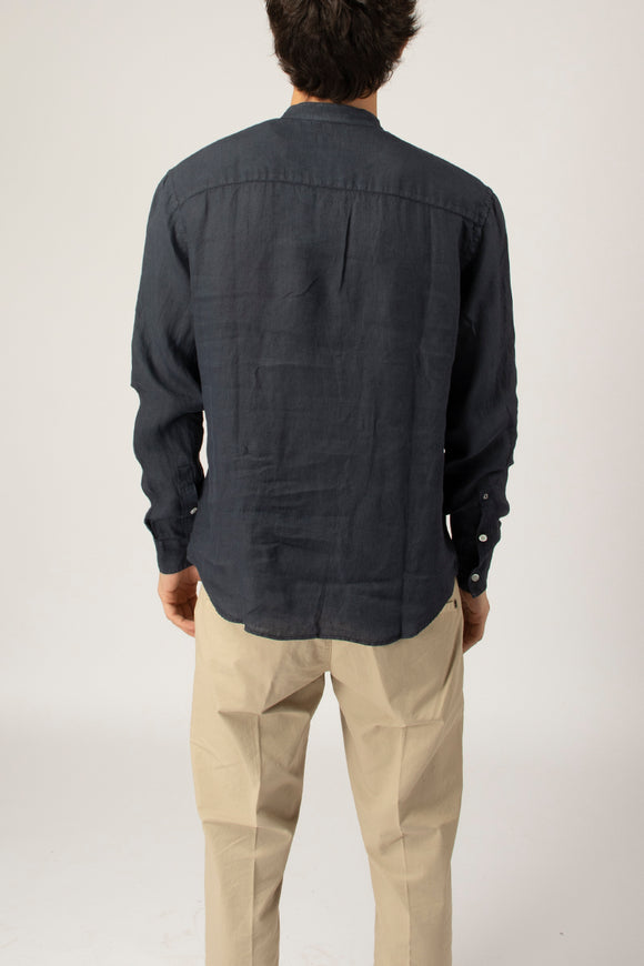  Camicia Coreana In Lino Dondup Uomo Blu - 5